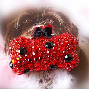 Red black DOG BAG Holder. Bling dog Leash HOLDER. Dog poop bag holder. Dog waste bag holder. Rhinestone dog bag dispenser. Dog bag dispenser