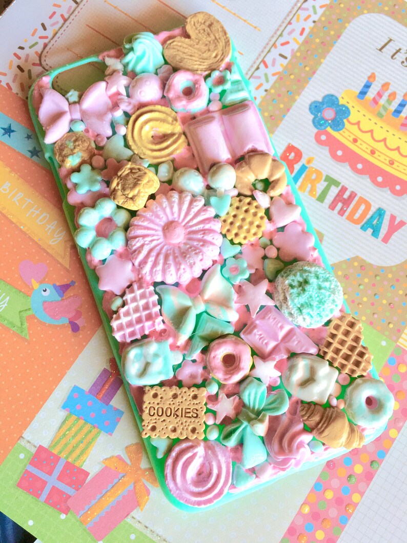FOOD PHONE CASE. Kawaii phone case. Sweet cell phone case. Kawaii decoden phone case. Phone shell for iPhone and Samsung. 3D phone pastel image 2