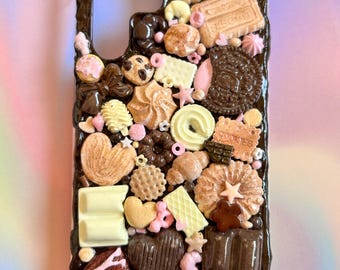 COOKIES phone CASE, chocolate and strawberry phone case, 3D chocolate phone case, deco case, custom phone case, deco phone case