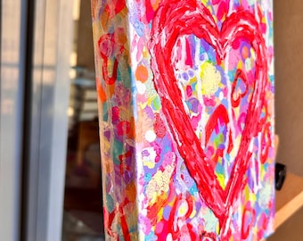 Heart original painting Love painting Abstract Textured Heart Painting Acrylic Heart shape painting Wall Decor Living room Girlfriend gifts