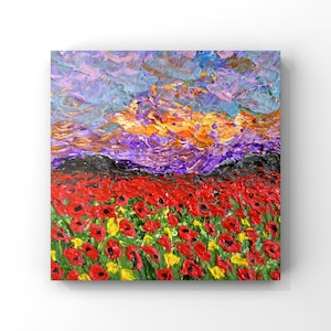 Poppy painting original art, poppy flower painting, mini painting, poppies painting floral, poppies painting floral art, painting landscape
