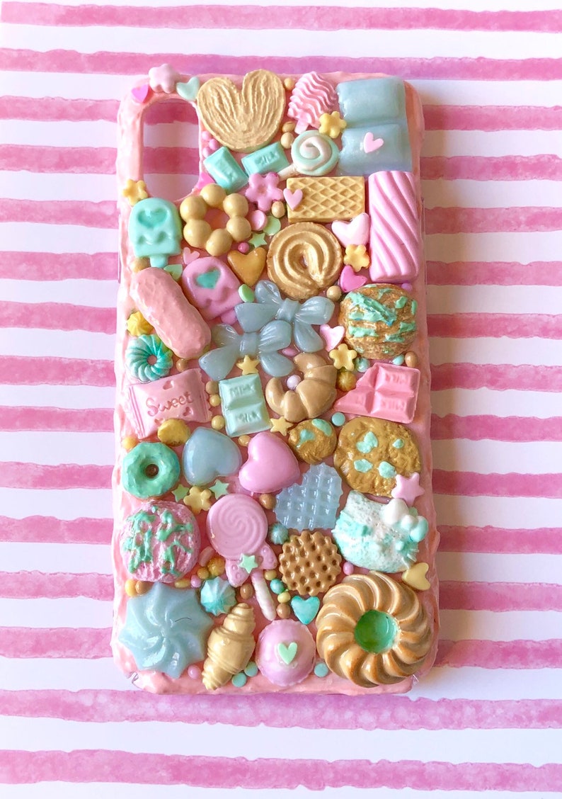 FOOD PHONE CASE. Kawaii phone case. Sweet cell phone case. Kawaii decoden phone case. Phone shell for iPhone and Samsung. 3D phone pastel image 1
