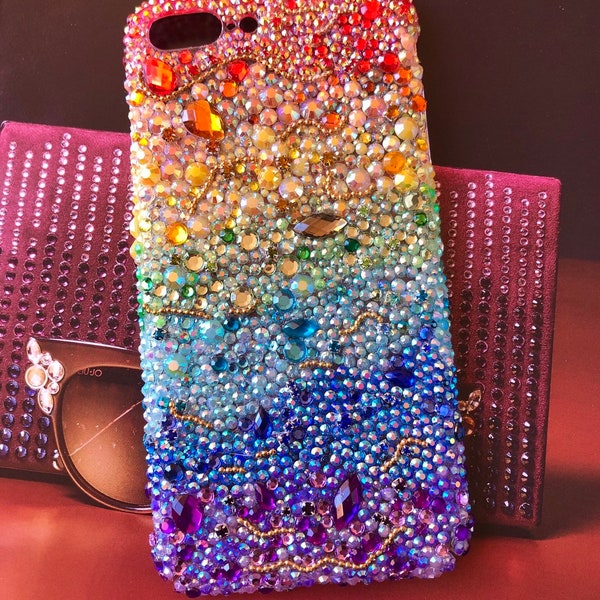 RAINBOW Phone Case. Colorful cell phone. Multi color cover. Gay Pride Flag Phone Case. Bling phone case. IPHONE and SAMSUNG Galaxy Cases