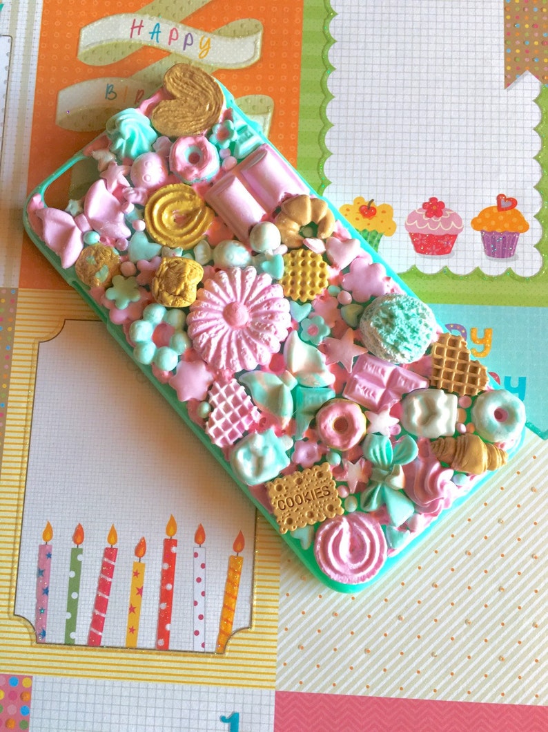FOOD PHONE CASE. Kawaii phone case. Sweet cell phone case. Kawaii decoden phone case. Phone shell for iPhone and Samsung. 3D phone pastel image 6