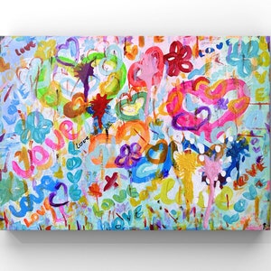 Street art original painting, love wall art colorful, Graffiti Street Art, Pop Art paintings, Urban art, painting of artist, Graffiti wall