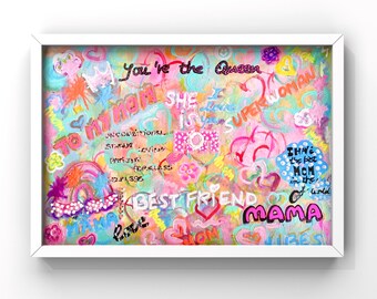Mother’s Day original painting Style Street art Love wall art, Style graffiti, Pop art paintings, Urban contemporary style, gift for mom