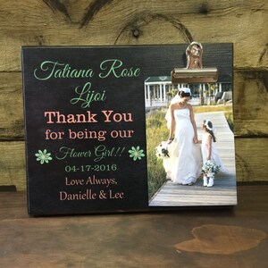 Flower Girl Thank You Gift, Thank You For Being Our Flower Girl, Personalized Picture Frame, Gift For Niece, Wedding Party Gift image 1