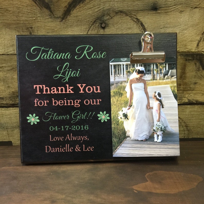 Flower Girl Thank You Gift, Thank You For Being Our Flower Girl, Personalized Picture Frame, Gift For Niece, Wedding Party Gift image 1