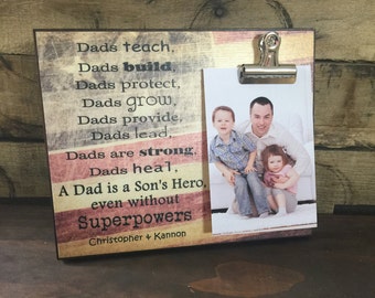 Gift For Dad,Personalized names, A dad is a son's hero even without super powers, Father's Day Gift