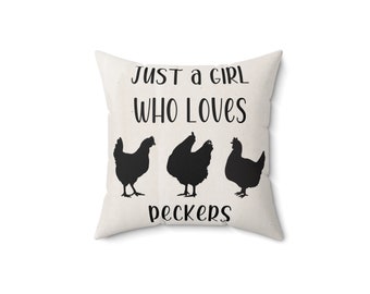 Spun Polyester Square Pillow, Throw Pillow, Funny Pillow, Chicken Throw Pillow, Gift For Mom, Gift For Her, Christmas Gift, Farmhouse Decor