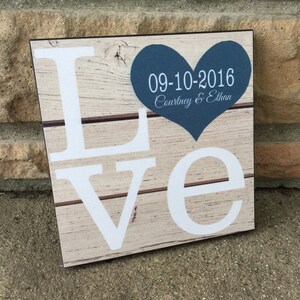 Personalized LOVE Wood Sign, Wedding Gift, Anniversary Gift, Gift For Her, Couples Gift image 1