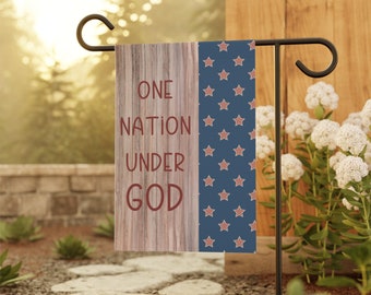 On Nation Under God Flag, Garden flag, Garden Banner, Patriotic flag, Gift for Friend, Farmhouse Decor, Garden Yard Flag