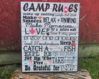 Camping Picture Frame, Family Camping Memory Sign, Camp Rules, Camping Word Art, Cabin Decor, Camper Decor