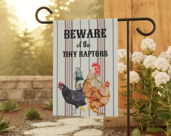 Beware Of The Tiny Raptors Flag, Funny Garden Flag, Chicken Garden Flag , Spring Decor, , Welcome Garden Flag, Homestead Chicken Gift