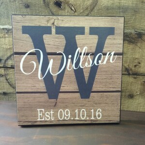 Personalized Last Name & Date Wood Sign, Wedding Gift, Anniversary Gift, Gift For Her, Couples Gift image 2