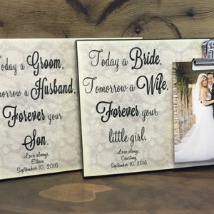 Today a Bride & Today a Groom Wedding Frame Gift Set, Wedding Parents Gifts, Wedding Thank You Gifts, Mother of the Groom Gift image 1