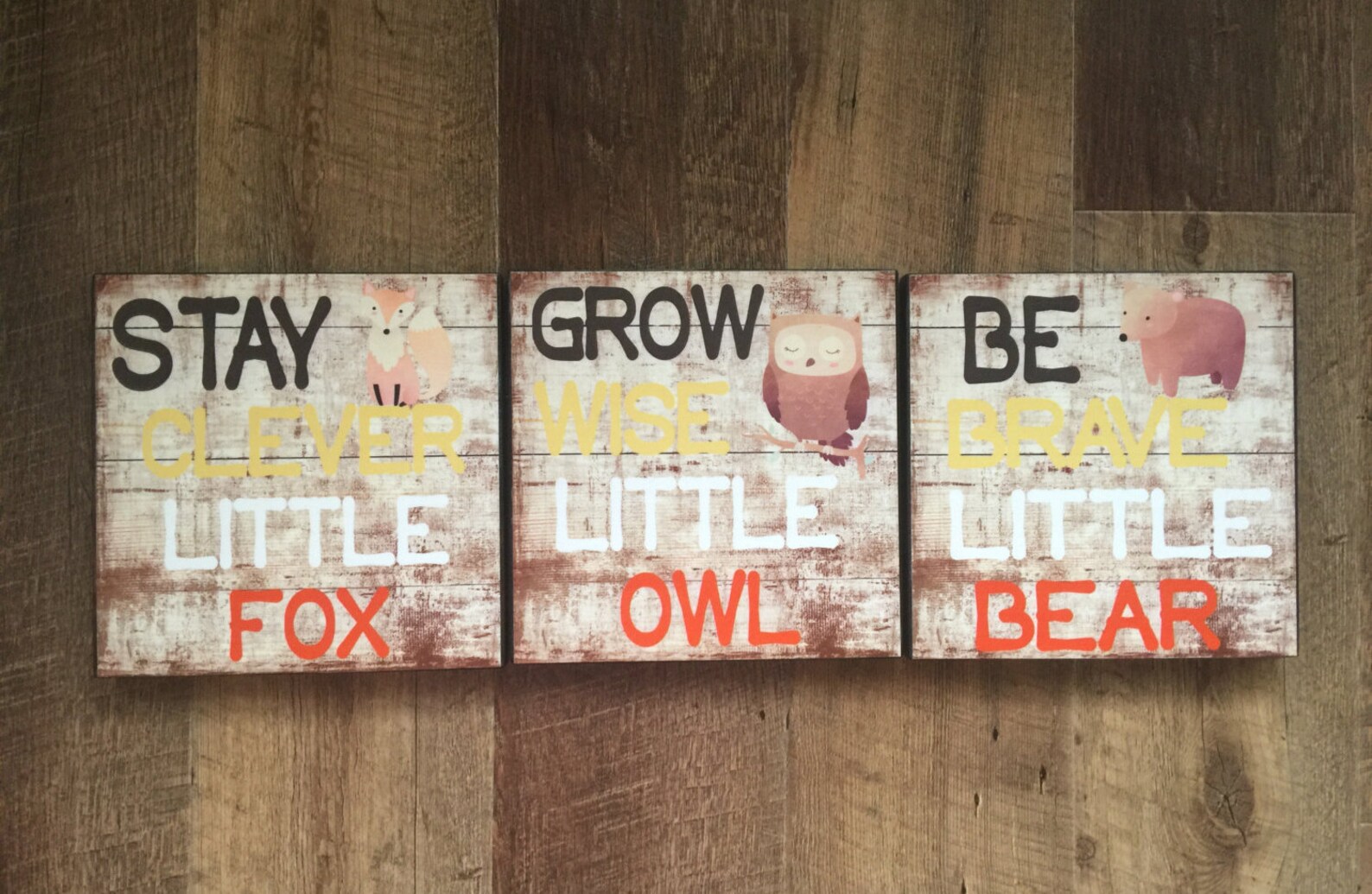 Set of THREE Nursery Wall Decor Rustic Home Decor Baby Boy Etsy
