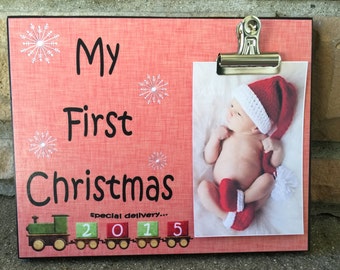 Baby's First Christmas Picture Frame, New Baby Gift, Grandparent's Gift, Christmas Gift for new Parents