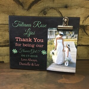 Flower Girl Thank You Gift, Thank You For Being Our Flower Girl, Personalized Picture Frame, Gift For Niece, Wedding Party Gift image 2