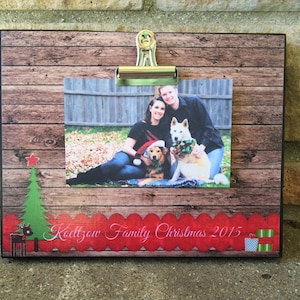 Personalized Christmas Picture Frame, Family Christmas Frame, Christmas Gift, 8x10 Board With Clip Picture Display