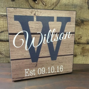 Personalized Last Name & Date Wood Sign, Wedding Gift, Anniversary Gift, Gift For Her, Couples Gift