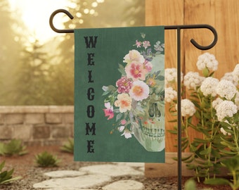 Welcome Skull Garden Flag, Lawn Flag, Birthday Gift, Gift For Friend, Christmas Gift, Spring Decor, Summer Decor, Office Gift