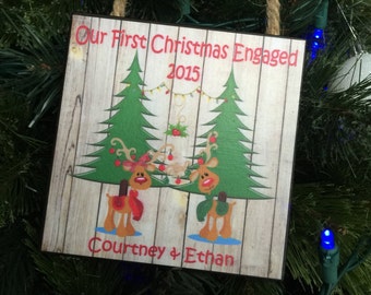 Our First Christmas Engaged, Personalized Gift, Personalized Christmas Ornament, Gift For Couples