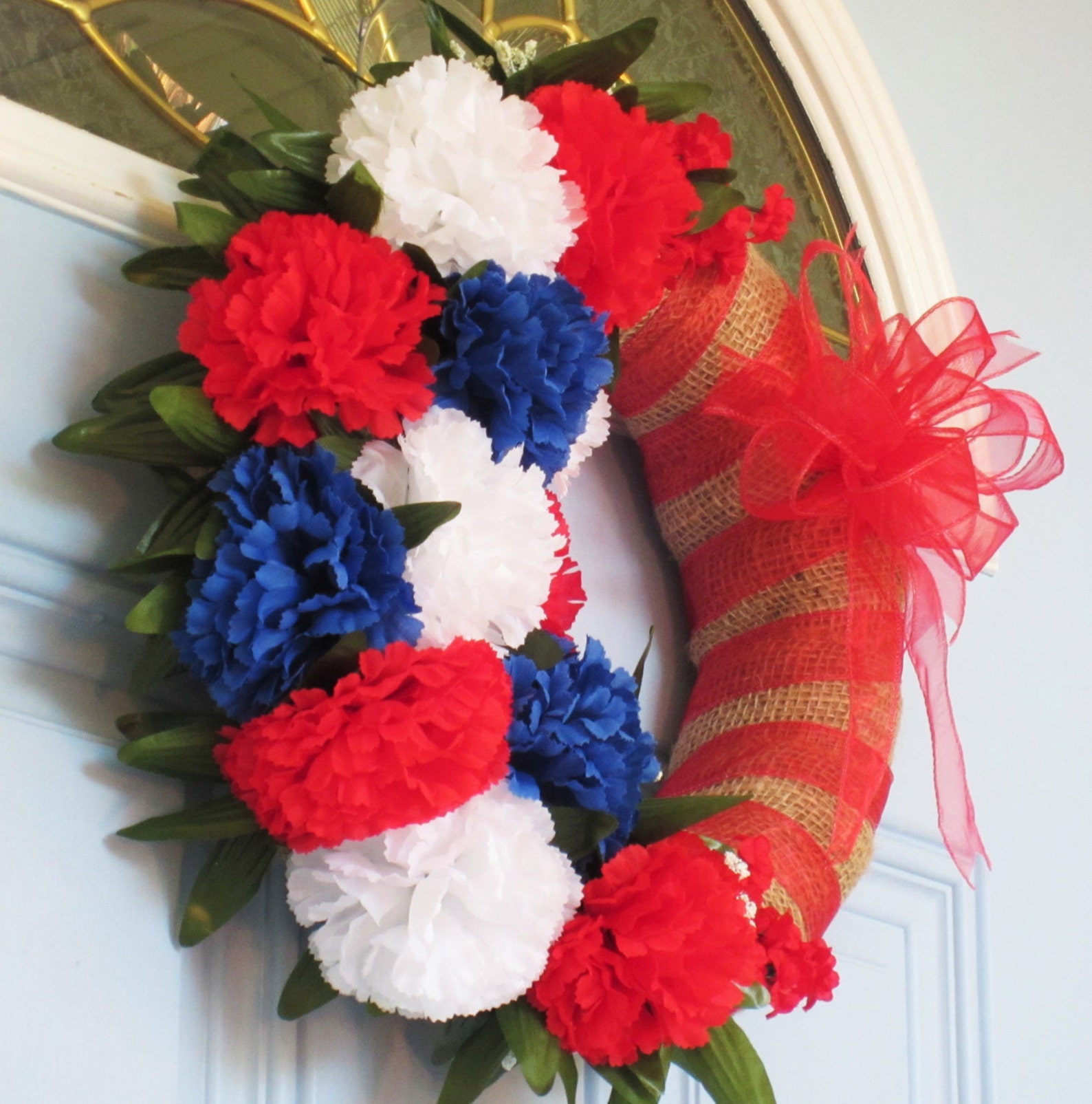 16 Red White & Blue Carnation Patriotic Wreath Etsy