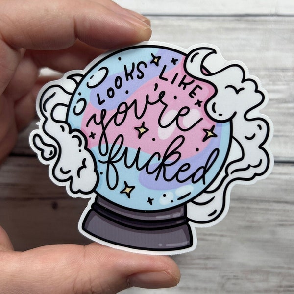 Looks Like You're Fucked March 2024 Sticker Club Glossy Vinyl Water Resistant Sticker | High Quality Art Witchy Era Ball Fortune Crystals