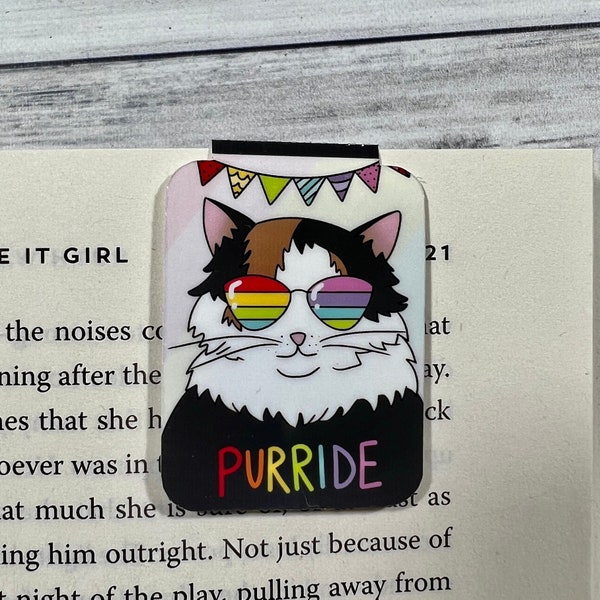 CLEARANCE Purride LGBTQ Cat Magnetic Bookmark | Doubled-sided Literary Gift Reader Lover Book Worm Bookish Gift For Her Him for Bibliophile