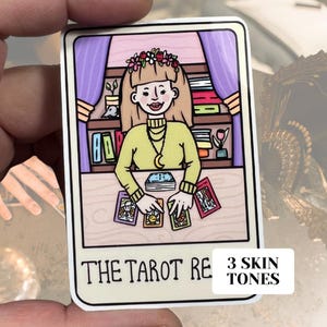 Der Tarot Reader Tarot Karte glänzend Vinyl wasserfest Aufkleber | Hochwertige Kunst Witchy Witch Wahrsagung Punny Lustige spirituelle Wahrsagung