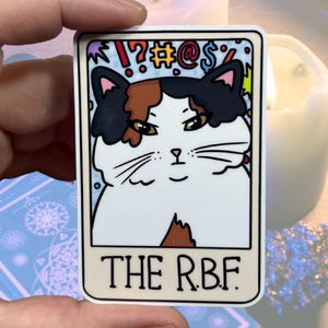 Die RBF Tarot Karte glänzender Vinyl wasserfester Aufkleber | Hochwertige Kunst Witchy Hexe Wahrsagung Resting Bitch Gesicht Gesichtsausdrücke