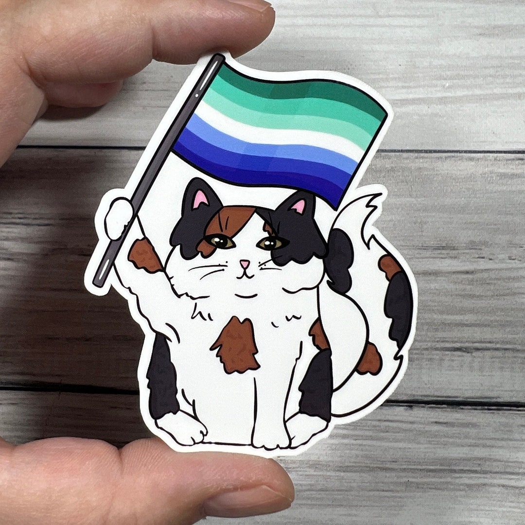 Gay Pride Cat Glossy Vinyl Water Resistant Sticker High-quality Art ...