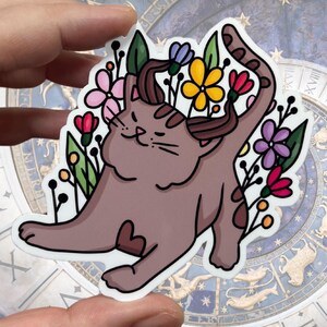 Taurus Sternzeichen glänzend Vinyl wasserfest Aufkleber | Hochwertige Kunst Katze April Mai Stier Venus Erde Astrologie Geburtstagsgeschenk Bday