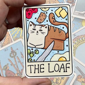 Pegatina de vinilo brillante resistente al agua con la carta del Tarot "El Pan" / Arte de alta calidad: Bruja, Gatos, Gatitos, Frijoles, Punny Lady, Boop, Snoot, Pan