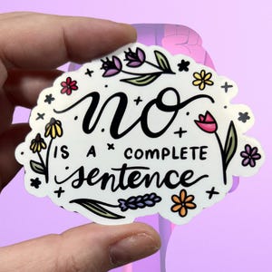Nee is een volledige zin glanzende vinyl waterbestendige sticker | Hoogwaardige Art Punny Gelijkheid Vrouwenrechten Trans Mental Health Psyche
