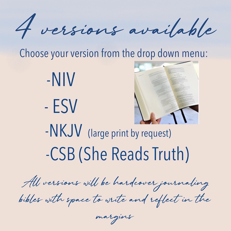 Hand painted Bible// Single column journaling Bible//NIV ESV NKJV //Floral art bible image 15