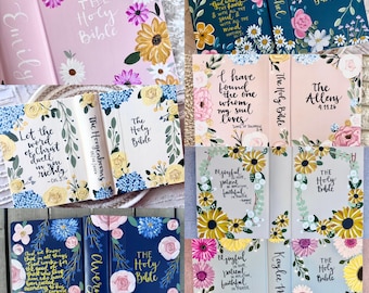 Custom hand painted Bible//personalized hand painted Bible//NIV ESV NKJV //Floral Bible//family Bible //wedding Bible