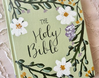 Hand painted Bible// Double column journaling Bible//NIV ESV NKJV She Reads Truth//Floral art bible
