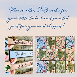 Hand painted Bible// Single column journaling Bible//NIV ESV NKJV //Floral art bible image 16