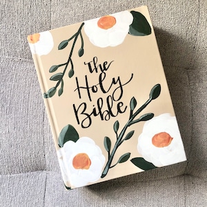 Hand painted Bible// Single column journaling Bible//ESV painted Bible//Floral art bible