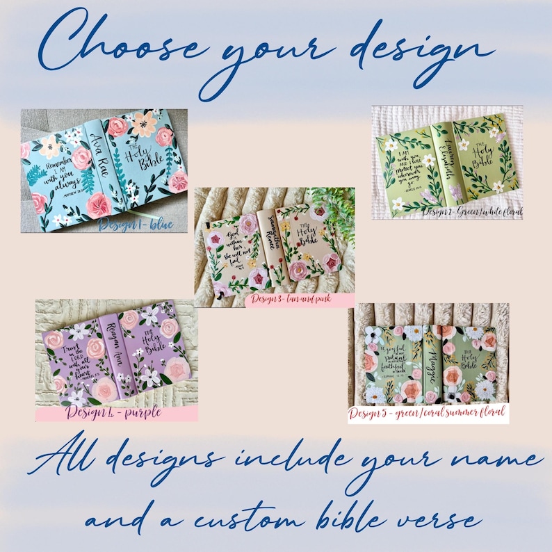 Hand painted Bible// Single column journaling Bible//NIV ESV NKJV //Floral art bible image 19