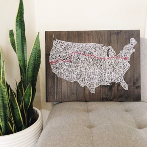 Road trip map sign travel gifts string art map of USA travel across the country image 1
