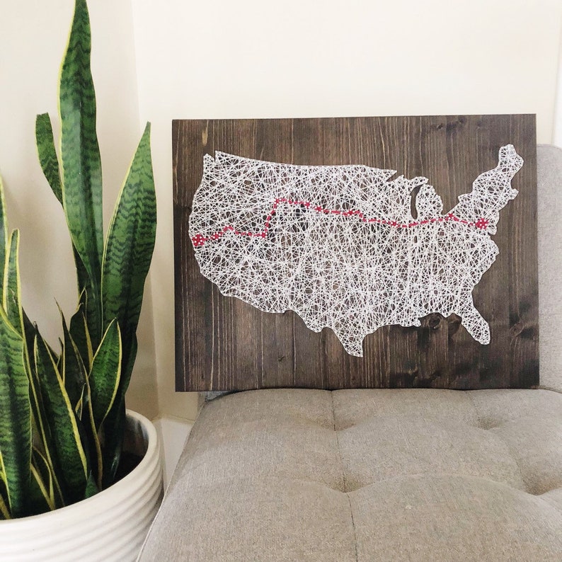 Road trip map sign travel gifts string art map of USA travel across the country image 1