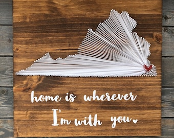 cotton anniversary gift for her/ state string art sign/ 2nd anniversary gift