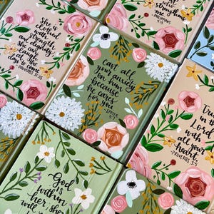 Hand painted Bible// Single column journaling Bible//NIV ESV NKJV //Floral art bible image 12