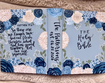 Custom hand painted Bible//personalized hand painted Bible//NIV ESV NKJV //Floral Bible//family Bible //wedding Bible
