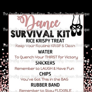 Dancer Dance Competition Survival Kit Cheer Gift Tag INSTANT DOWNLOAD 4x6 & 2x3 Digital Image Sheet
