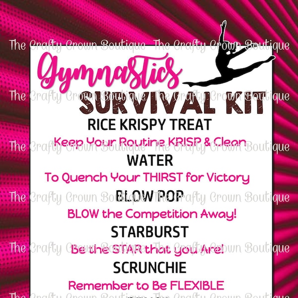 Gymnastics Competition Survival Kit Gymnast Gift Tag INSTANT DOWNLOAD 4x6 & 2x3 Digital Image Sheet