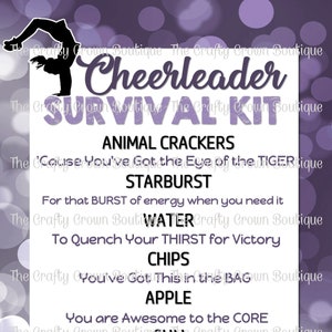 Cheerleading Cheer Competition Survival Kit Cheer Gift Tag INSTANT DOWNLOAD 4x6 & 2x3 Digital Image Sheet